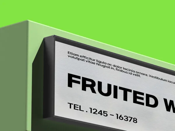 Perspective View of a Vintage Long Shop Signage Mockup 1