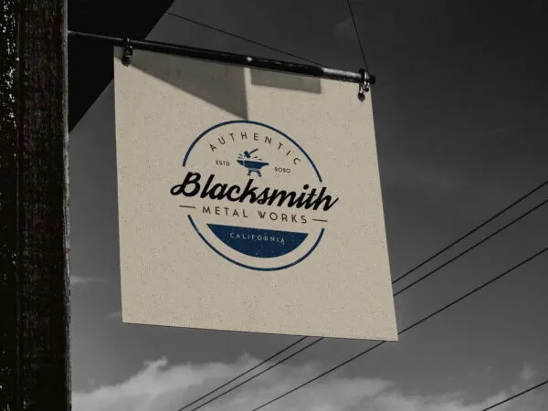 Perspective View of a Vintage Shop Sign Mockup 1