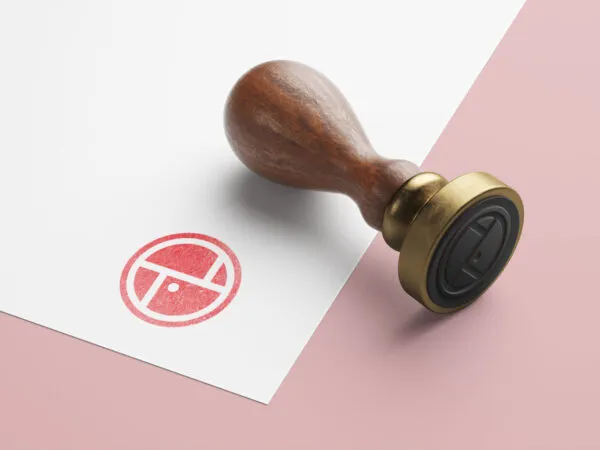 Perspective View of a Wooden Stamp Mockup 1