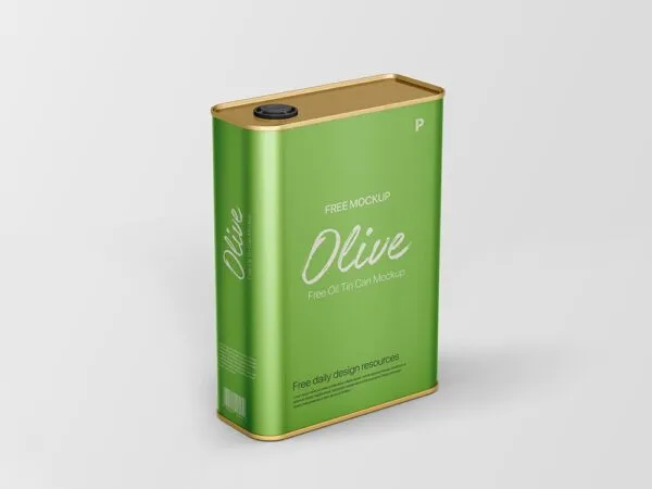 Perspective View of an Oil Tin Can Mockup 1