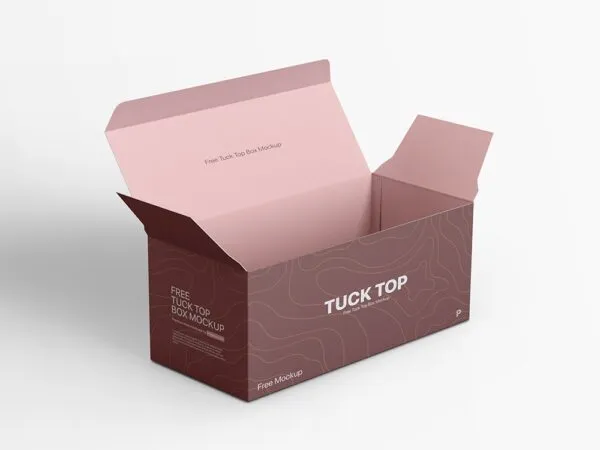 Perspective View of an Open Tuck Top Box Mockup 1