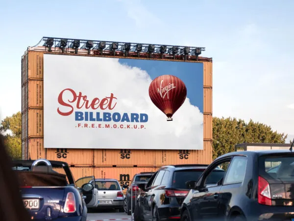 Perspective View of an Outdoor Advertising Street Billboard Mockup 1