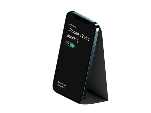 Perspective View of an iPhone 12 Pro Screen Mockup 1