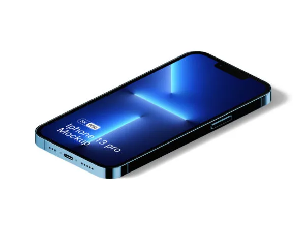 Perspective View of an iPhone 13 Pro Mockup 1