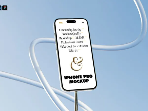 Perspective View of iPhone 14 Mockup on Tripod 1