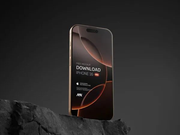 Perspective View of iPhone 16 Pro Mockup Desert Titanium Color 1