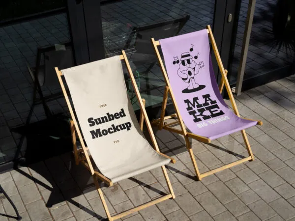Perspective Vision of 2 Sunbeds Mockup 1