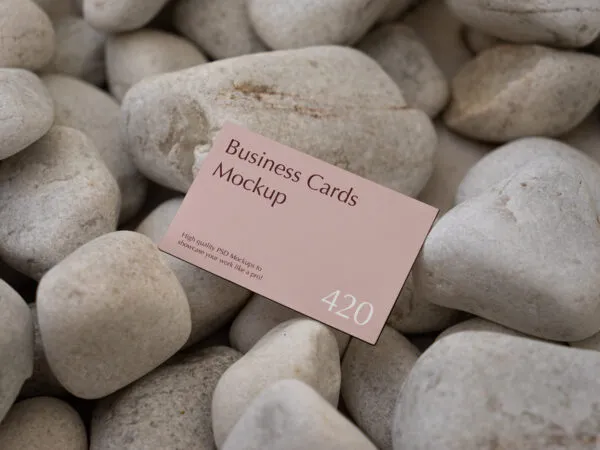 Perspective Vision of Business Card Mockup Among Stones 1