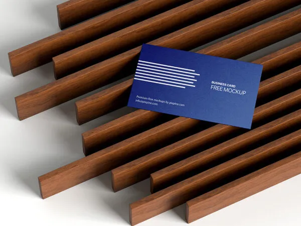 Perspective Vision of Business Card Mockup on Wooden Panels 1