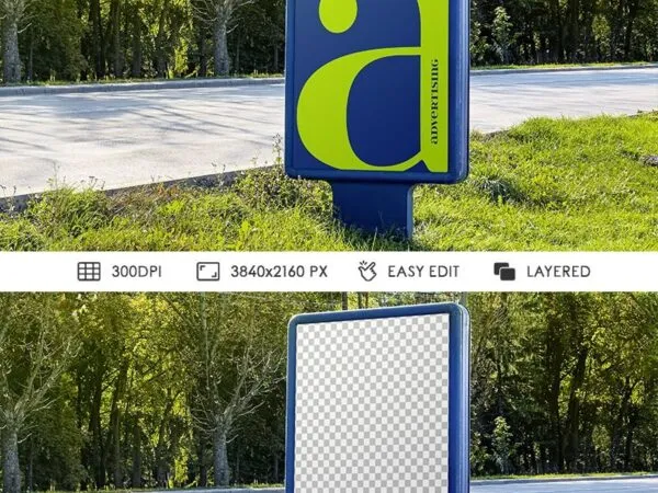 Perspective Vision of City Light Outdoor Advertising Mockup 1