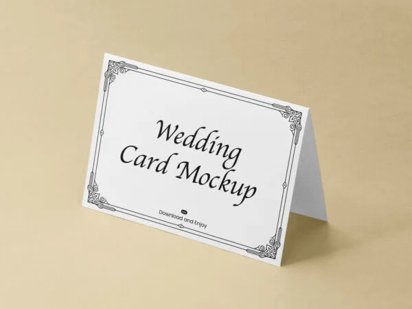 Perspective Vision of Folded Wedding Card Mockup 1