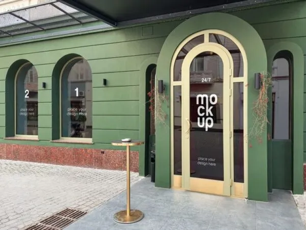 Perspective Vision of Restaurant Facade Mockup 1