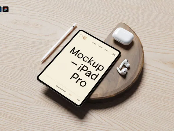 Perspective Vision of iPad Pro Mockup with Accessories 1