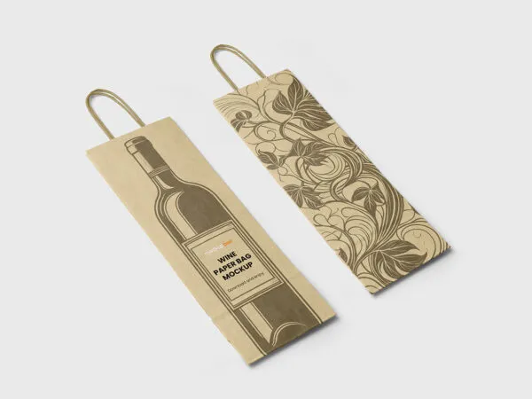 Perspective Wine Paper Bag Mockup 1