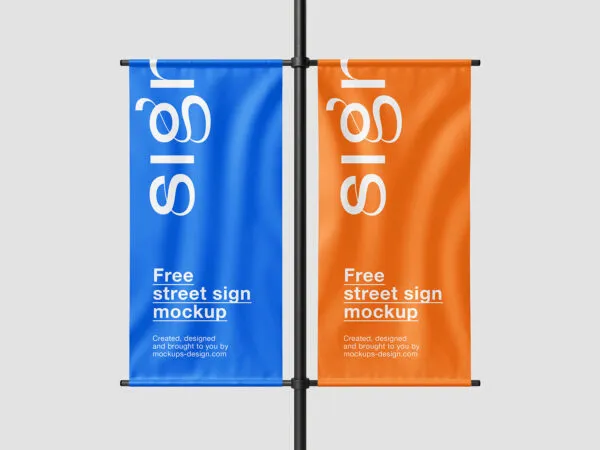 Perspective and Front Sights of 3 Street Banners Mockups 1