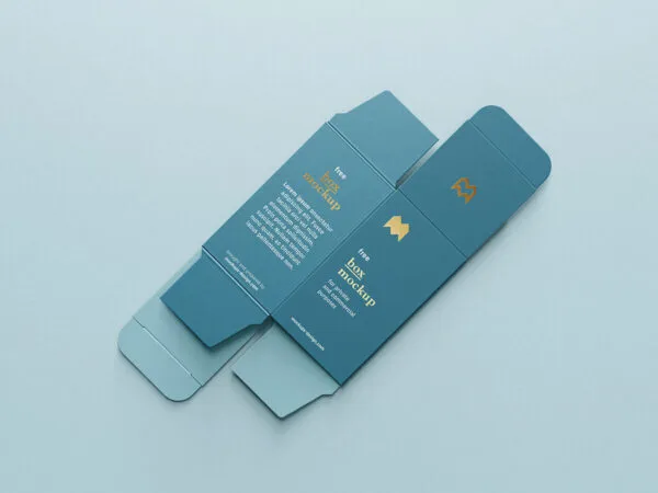 Perspective and Frontal View Unfolded Box Mockup 1