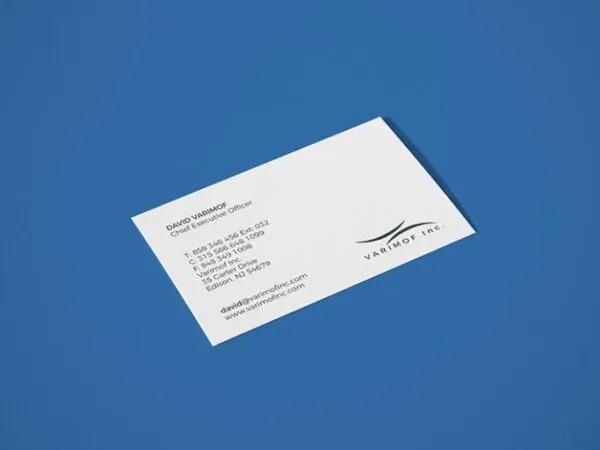Perspective and Top Views Business Card Laying Down on Floor Mockups 1