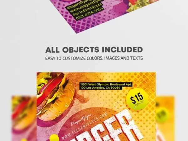 Photo Circle Burger Flyer Template 1