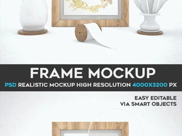 Photo Frame Mockup Featuring Decorative Vases 1