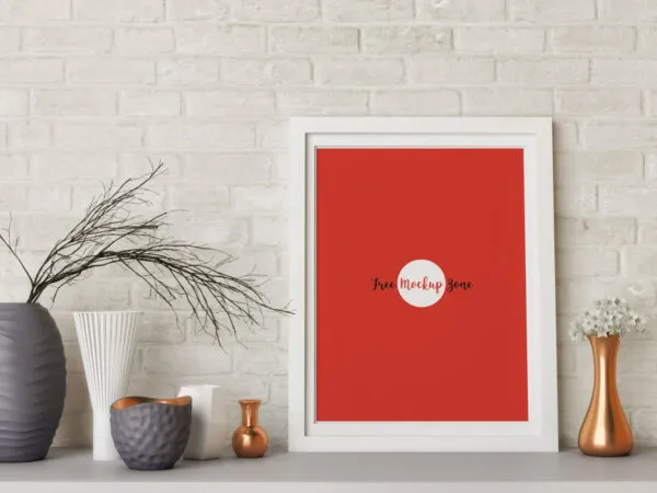 Photo Frame on a Shelf Mockup 1