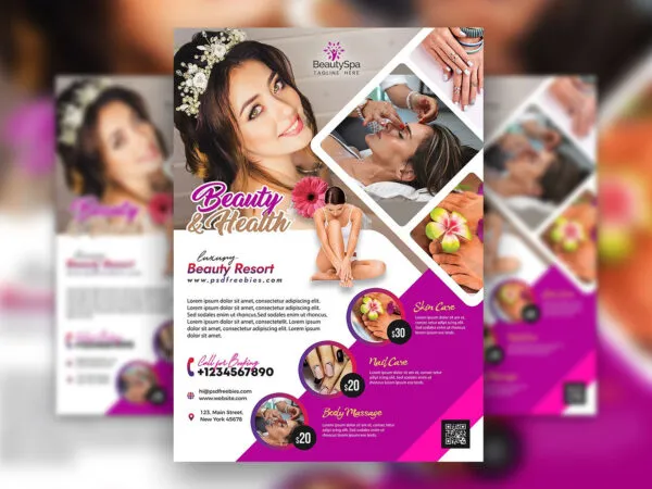 Photo Grids Spa and Beauty Salon Flyer Template 1