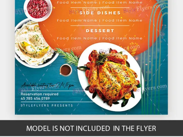 Photo Illustration Thanksgiving Menu Flyer Template 1