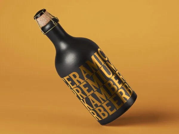 Photo Realistic Dark Ceramic Bottle Mockup 1