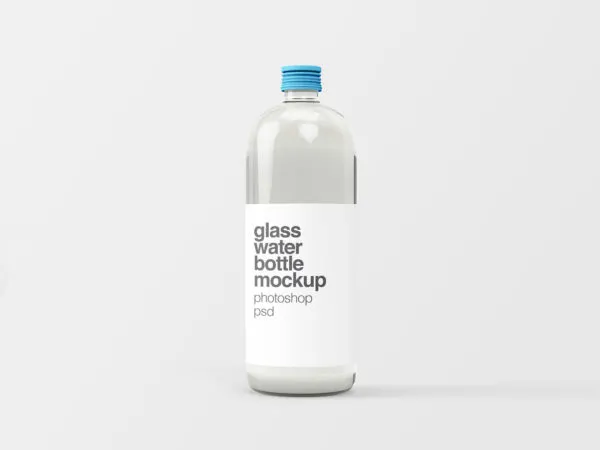 Photo Realistic Glass Water Bottle Mockup 1
