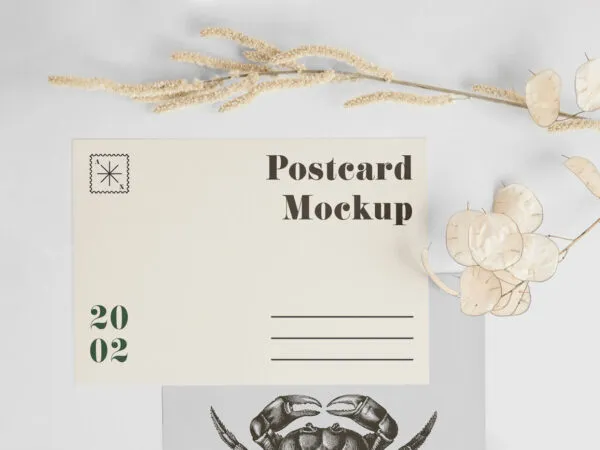 Photo Realistic Mockup of an A5 Postcard with Envelope 1