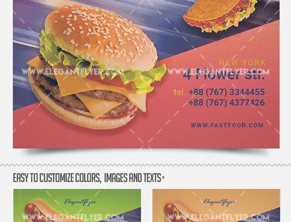 Photo Sparkly Food Flyer Template and Facebook Cover 1