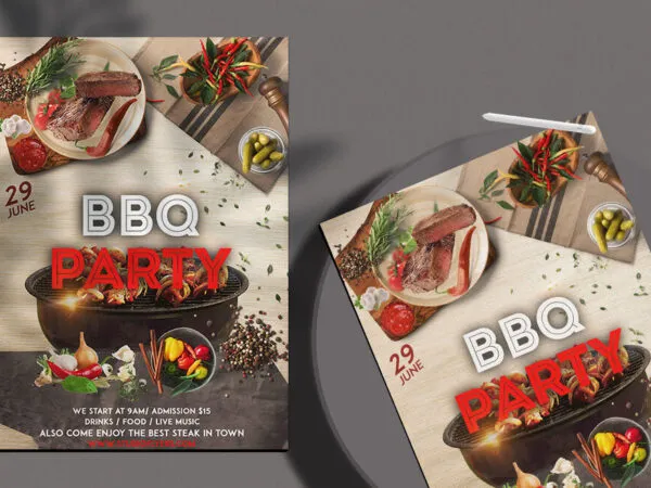 Photorealistic BBQ Party Flyer Template 1