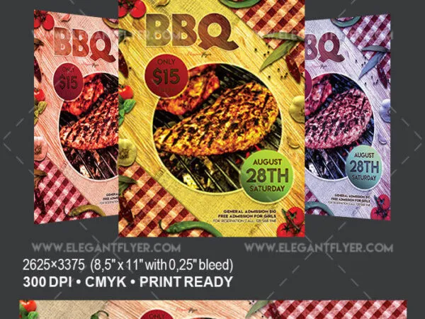 Photorealistic Bold BBQ Flyer and Facebook Cover Templates 1