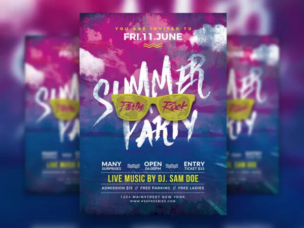 Photorealistic Cloudy Summer Party Flyer Template 1