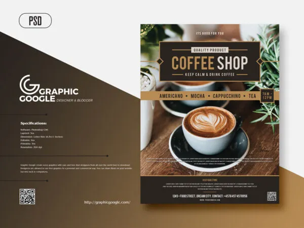 Photorealistic Coffee Flyer Template Featuring Cups Filled with Coffee 1