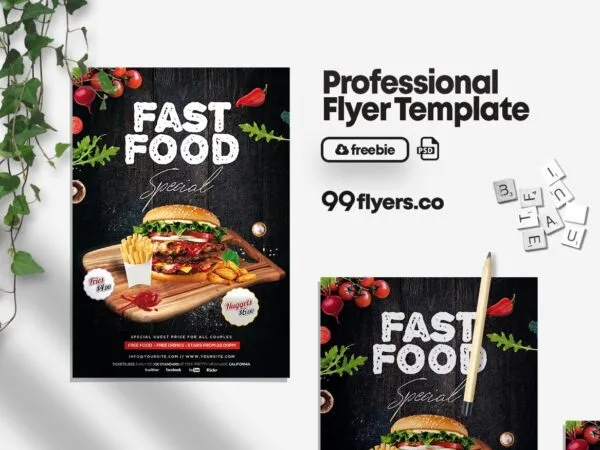 Photorealistic Fast Food Flyer Template 1