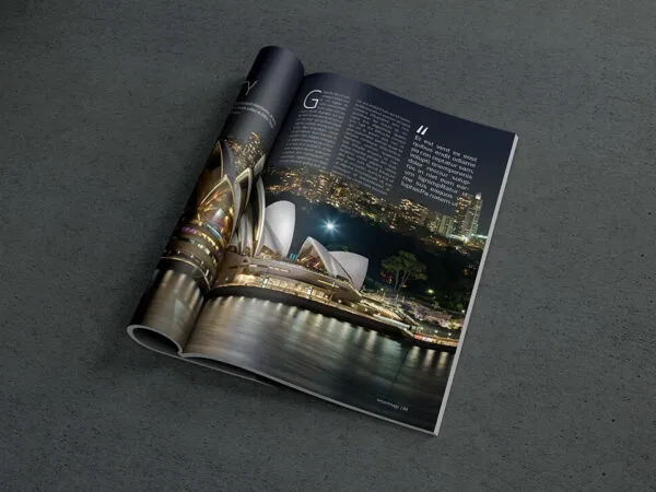 Photorealistic Magazine Mockup on a Dark Background 1