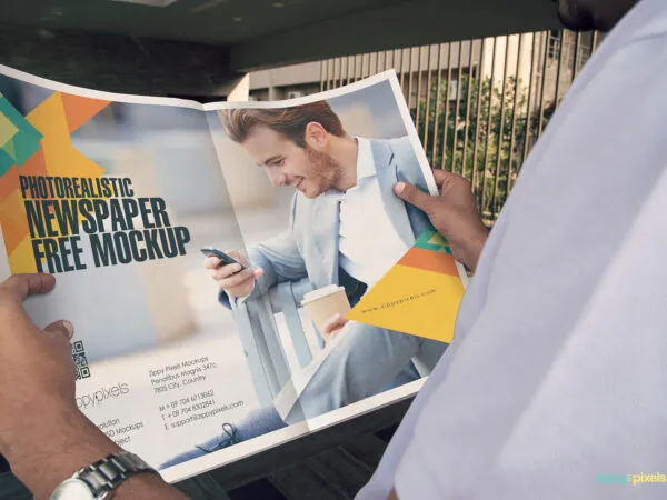 Photorealistic Newspaper Advertising Design Mockup 1
