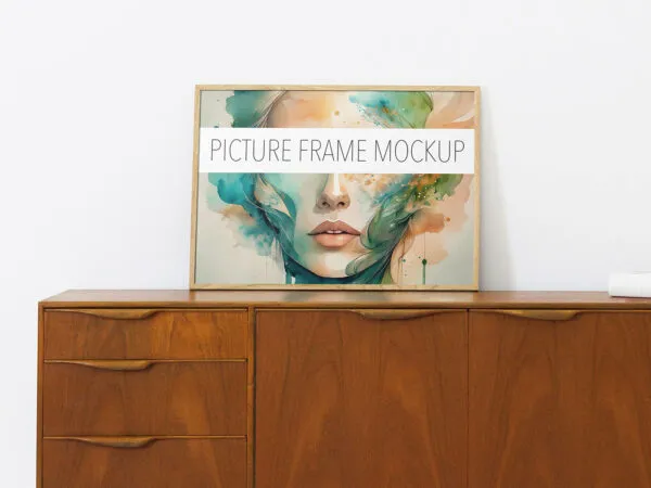 Picture Frame on Vintage Desk Mockup 1