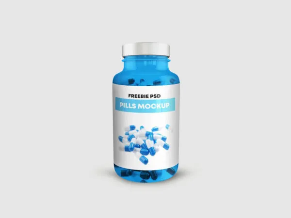 Pills Bottle Standing in the Front View Mockup 1