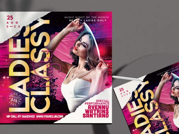 Pink Abstract Ladies Night Event Flyer Instagram Template 1