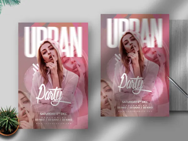 Pink Club Event and Party Flyer Template 1