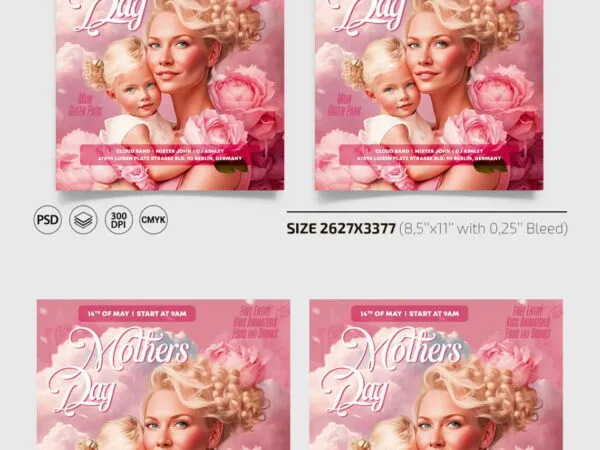 Pink Floral Mothers Day Flyer Instagram Post Template 1