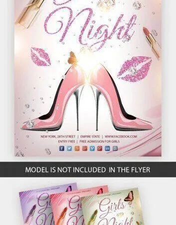 Pink Girlish Party Flyer Template 1