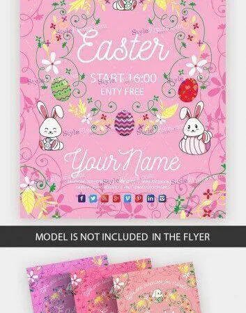 Pink Illustrative Easter Event Flyer Template 1