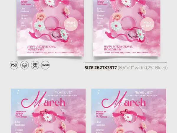 Pink International Womens Day Flyer Instagram Post Template 1