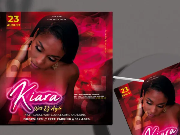 Pink Modern Club Party Flyer Instagram Template 1