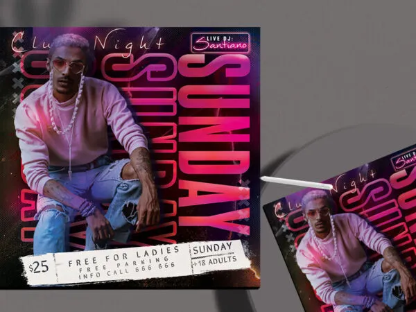 Pink Modern Nightclub Event Flyer Instagram Template 1
