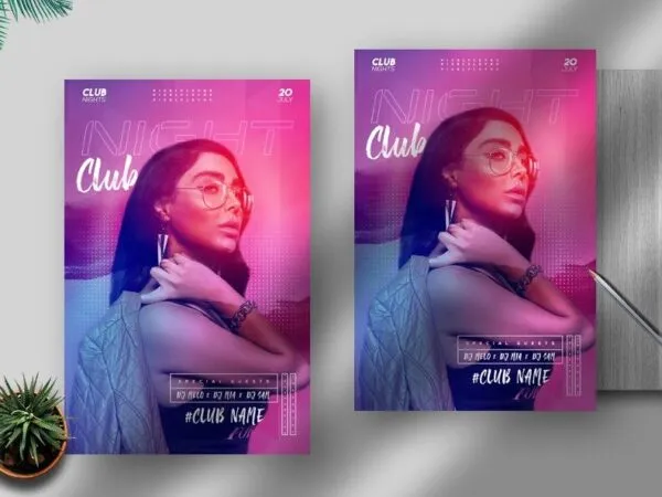Pink Modern Nightclub Events Flyer Template 1