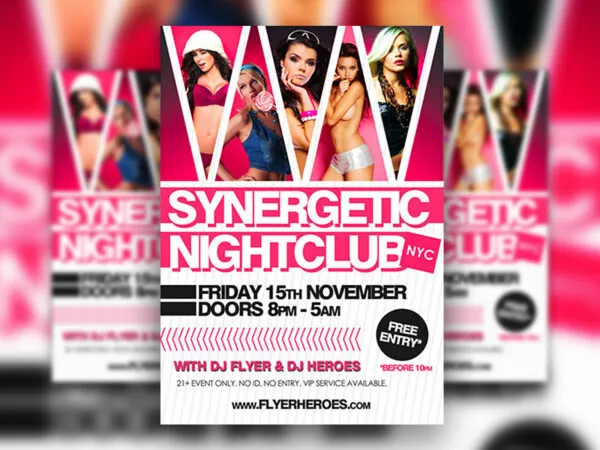Pink Photo Grid Nightclub Flyer Template 1