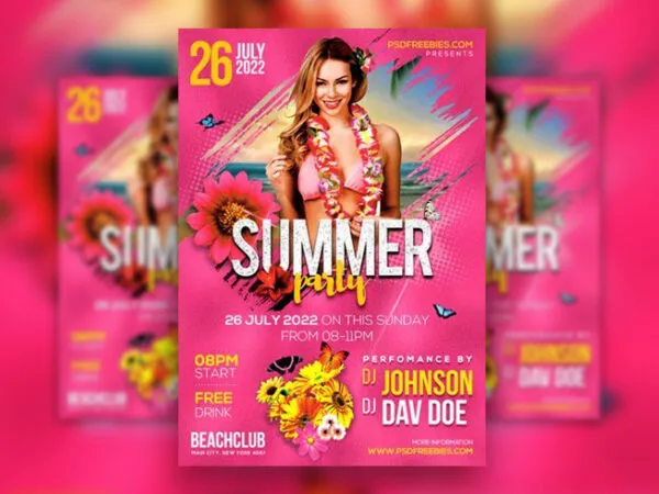 Pink Splash Summer Event Flyer Template 1